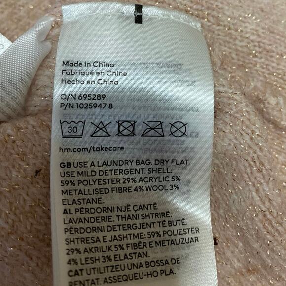 NEW H&M Women's Pink Metallic Sequin Long Sleeve Crew Neck Sweater Top Size XXL - Picture 5 of 5